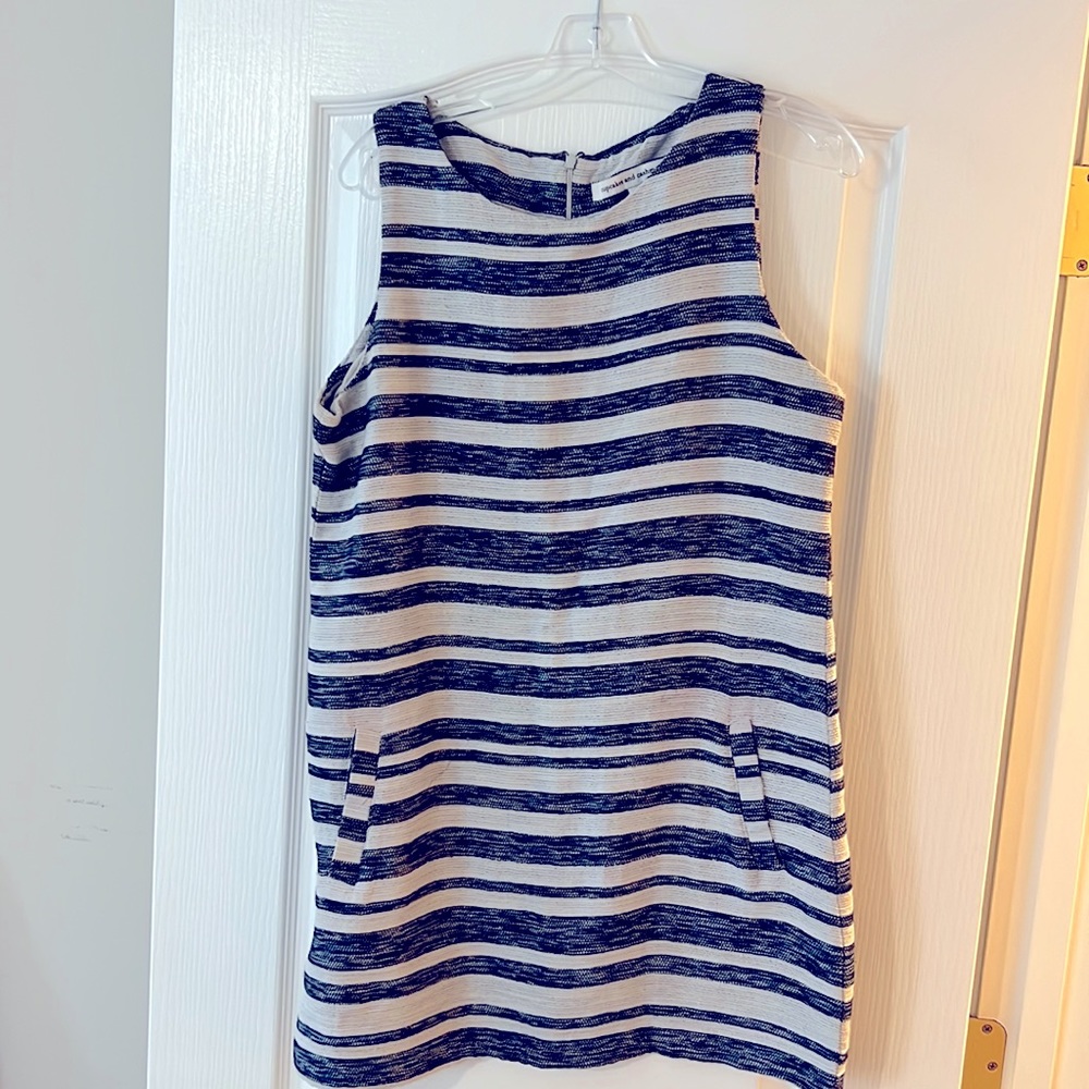 cupcakes & cashmere blue striped shift dress, Size L